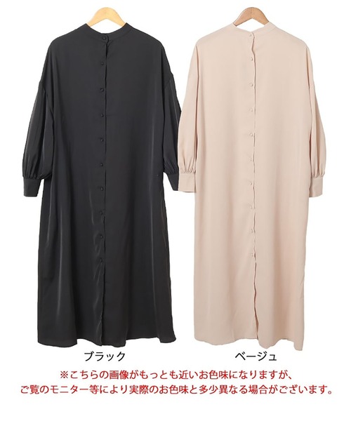 GOLDJAPAN（ゴールドジャパン）の「バンドカラーシャツワンピース【大きなサイズ対応】【大きいサイズ対応】（シャツワンピース・レディース・ベージュ/ブラック・LL～3L）」の6枚目の写真
