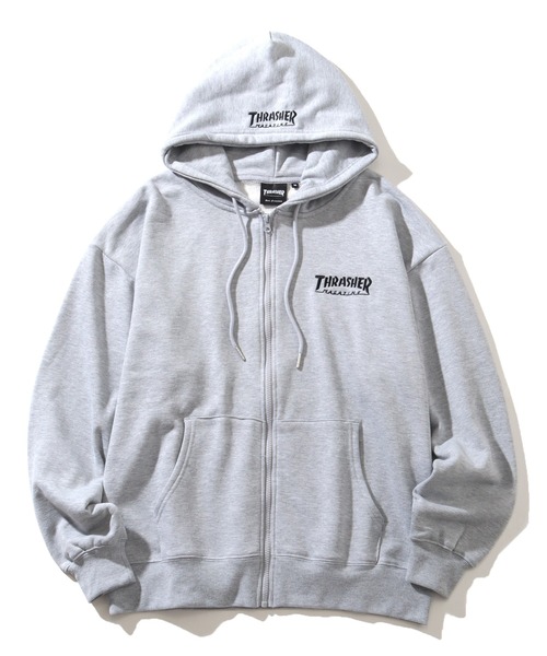 THRASHER(スラッシャー)の「【THRASHER/スラッシャー】裏毛 刺繍ロゴ ジップアップパーカー(パーカー・メンズ・ホワイト/ブラック/グレー・M/L/XL)」の3枚目の写真