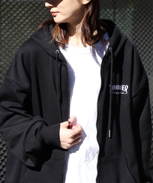 THRASHER(スラッシャー)の「【THRASHER/スラッシャー】裏毛 刺繍ロゴ ジップアップパーカー(パーカー・メンズ・ホワイト/ブラック/グレー・M/L/XL)」の20枚目の写真