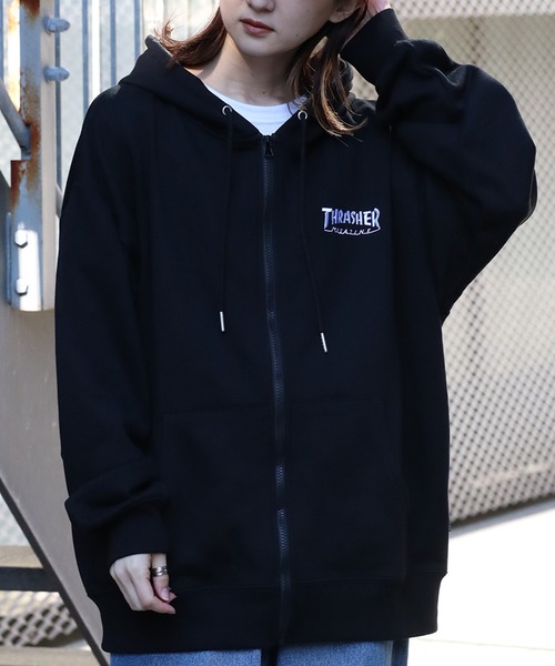 THRASHER(スラッシャー)の「【THRASHER/スラッシャー】裏毛 刺繍ロゴ ジップアップパーカー(パーカー・メンズ・ホワイト/ブラック/グレー・M/L/XL)」の17枚目の写真
