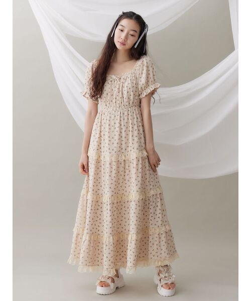 merry jenny（メリージェニー）の「petit flowerﾊﾟﾌﾜﾝﾋﾟｰｽ（ワンピース・レディース・オフホワイト/ベージュ・FREE）」の4枚目の写真