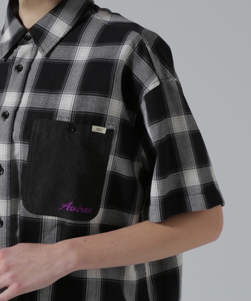 AVIREX(アヴィレックス)の「WAFFLE OMBRE CHECK DETACHABLE SHIRTS/ワッフルオンブレチェック デタッチャブルシャツ(シャツ/ブラウス・レディース・ブラック/ライトブルー・F)」の10枚目の写真
