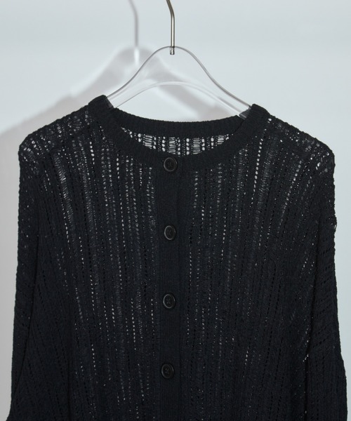 Aunt Marie's（アントマリーズ）の「クルーネックメッシュカーディガン（カーディガン/ボレロ・レディース・アイボリー/ブラック/ピンク・FREE）」の6枚目の写真