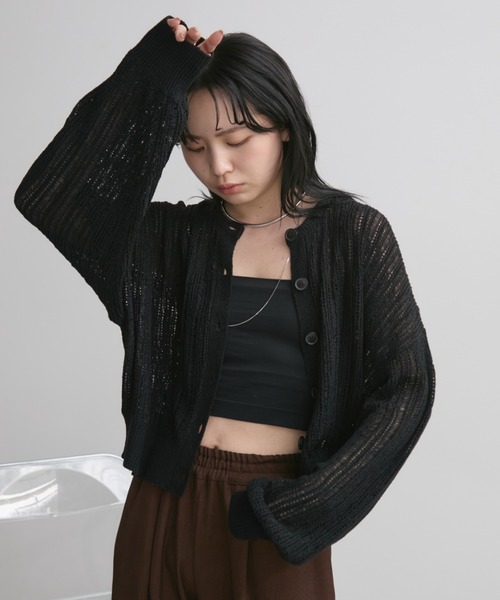 Aunt Marie's（アントマリーズ）の「クルーネックメッシュカーディガン（カーディガン/ボレロ・レディース・アイボリー/ブラック/ピンク・FREE）」の22枚目の写真