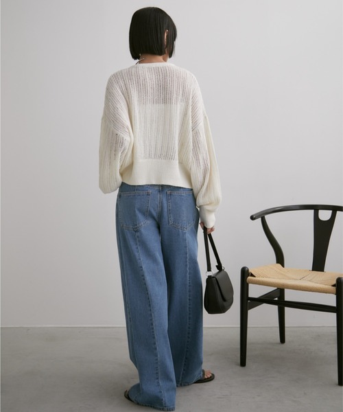 Aunt Marie's（アントマリーズ）の「クルーネックメッシュカーディガン（カーディガン/ボレロ・レディース・アイボリー/ブラック/ピンク・FREE）」の17枚目の写真