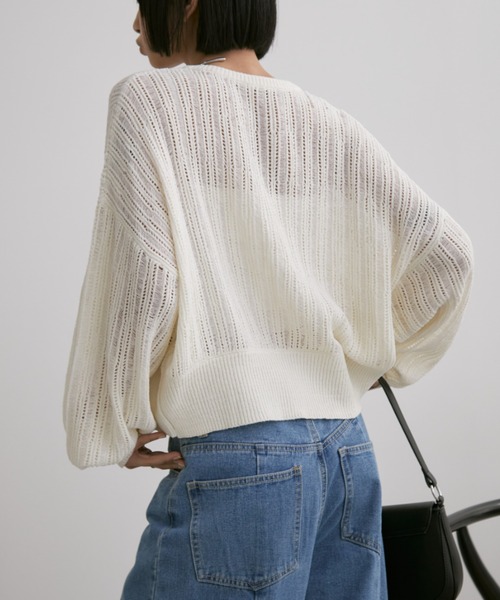 Aunt Marie's（アントマリーズ）の「クルーネックメッシュカーディガン（カーディガン/ボレロ・レディース・アイボリー/ブラック/ピンク・FREE）」の11枚目の写真