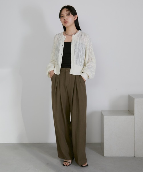 Aunt Marie's（アントマリーズ）の「クルーネックメッシュカーディガン（カーディガン/ボレロ・レディース・アイボリー/ブラック/ピンク・FREE）」の18枚目の写真