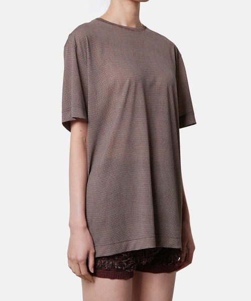 iRENE(アイレネ)の「ディストーティドチェックシアーTee / Distorted Check Sheer Tee(Tシャツ/カットソー・レディース・ブラウン/ライトグリーン/ブルー・36)」の6枚目の写真