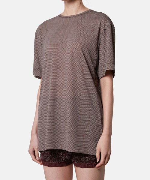 iRENE(アイレネ)の「ディストーティドチェックシアーTee / Distorted Check Sheer Tee(Tシャツ/カットソー・レディース・ブラウン/ライトグリーン/ブルー・36)」の5枚目の写真