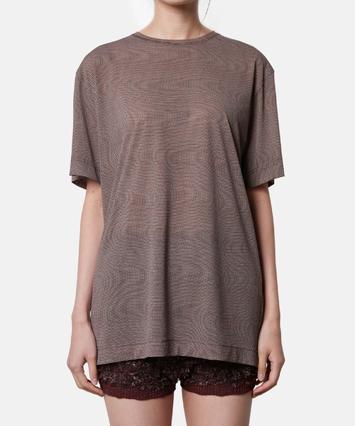 iRENE(アイレネ)の「ディストーティドチェックシアーTee / Distorted Check Sheer Tee(Tシャツ/カットソー・レディース・ブラウン/ライトグリーン/ブルー・36)」の4枚目の写真