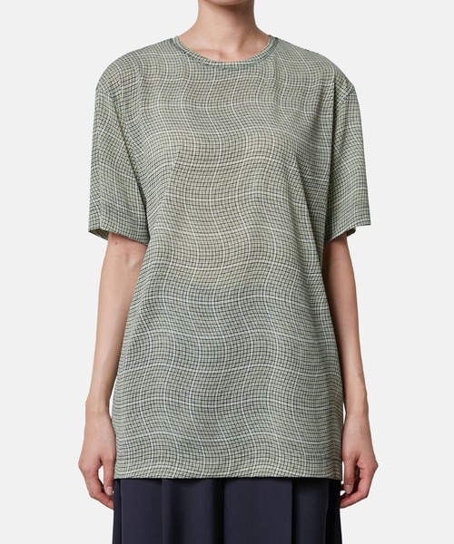 iRENE(アイレネ)の「ディストーティドチェックシアーTee / Distorted Check Sheer Tee(Tシャツ/カットソー・レディース・ブラウン/ライトグリーン/ブルー・36)」の10枚目の写真