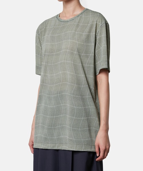 iRENE(アイレネ)の「ディストーティドチェックシアーTee / Distorted Check Sheer Tee(Tシャツ/カットソー・レディース・ブラウン/ライトグリーン/ブルー・36)」の11枚目の写真