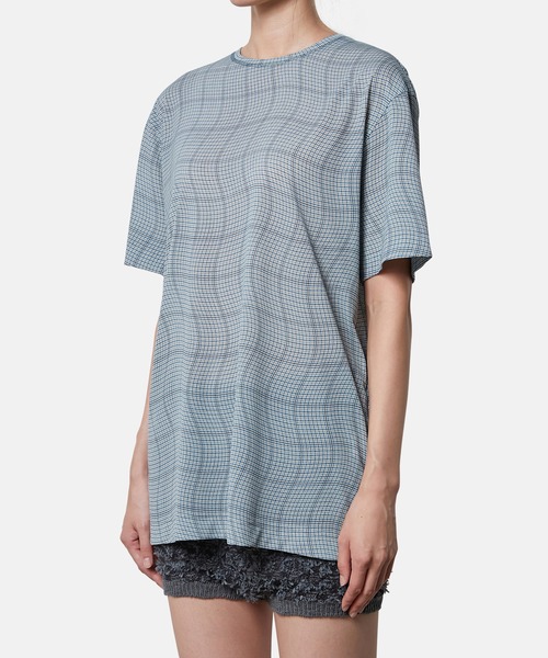 iRENE(アイレネ)の「ディストーティドチェックシアーTee / Distorted Check Sheer Tee(Tシャツ/カットソー・レディース・ブラウン/ライトグリーン/ブルー・36)」の17枚目の写真