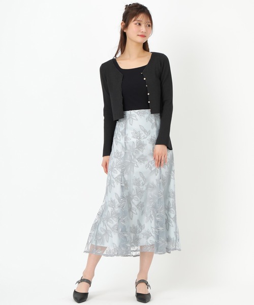 MISCH MASCH（ミッシュマッシュ）の「2025春夏新作 ラメフラワー刺繍スカート（スカート・レディース・ピンク/ライトグレー/ブラック・S/M）」の6枚目の写真