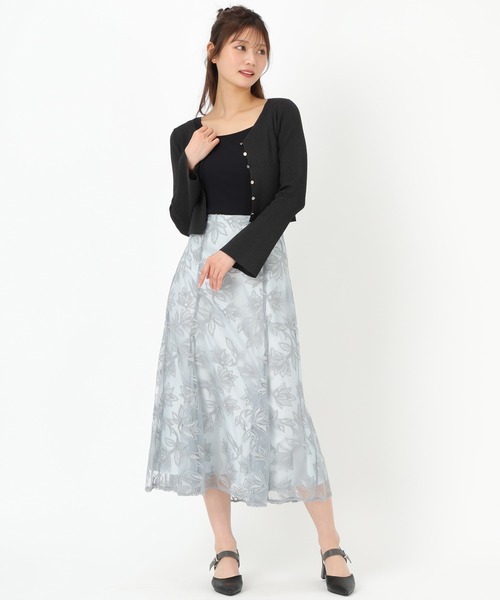 MISCH MASCH（ミッシュマッシュ）の「2025春夏新作 ラメフラワー刺繍スカート（スカート・レディース・ピンク/ライトグレー/ブラック・S/M）」の7枚目の写真