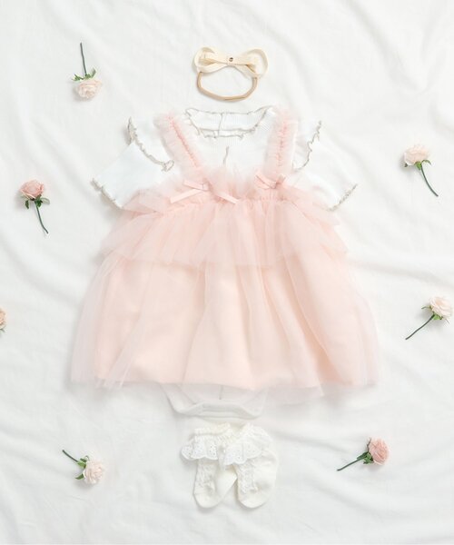 apres les cours（アプレレクール）の「メロウリブボディースーツ（ロンパース・キッズ・サックスブルー/ピンク/アイボリー・80/70）」の7枚目の写真