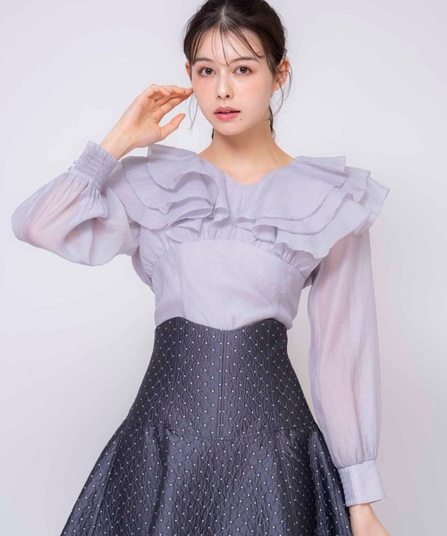 NOELA（ノエラ）の「シアーフリルブラウス（シャツ/ブラウス・レディース・オフホワイト/ピンク/ラベンダー・フリー）」の2枚目の写真