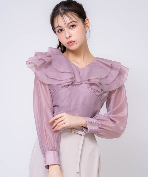 NOELA（ノエラ）の「シアーフリルブラウス（シャツ/ブラウス・レディース・オフホワイト/ピンク/ラベンダー・フリー）」の3枚目の写真