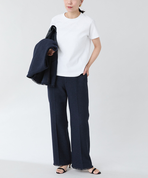 VERMEIL par iena(ヴェルメイユパーイエナ)の「ATON(エイトン) CREWNECK T-SHIRTS KKAGGM0115(Tシャツ/カットソー・レディース・ホワイト/ブラック・SMALL)」の12枚目の写真