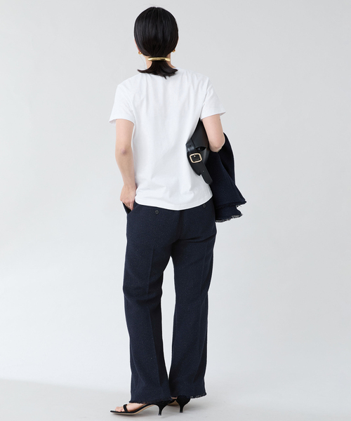 VERMEIL par iena(ヴェルメイユパーイエナ)の「ATON(エイトン) CREWNECK T-SHIRTS KKAGGM0115(Tシャツ/カットソー・レディース・ホワイト/ブラック・SMALL)」の14枚目の写真