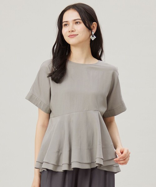 セール】ソフトリネンペプラム ブラウス（シャツ/ブラウス）｜自由区