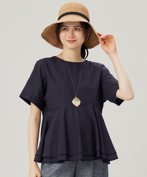 セール】ソフトリネンペプラム ブラウス（シャツ/ブラウス）｜自由区