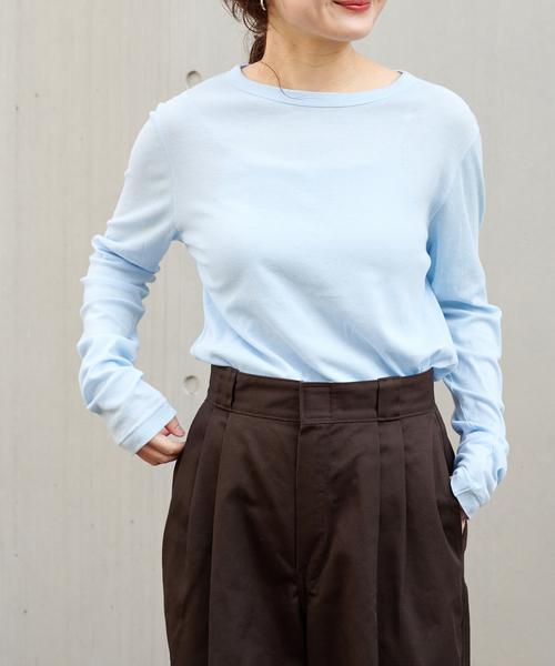 OUTDOOR PRODUCTS（アウトドアプロダクツ）の「追加2 シアーリブルーズロンTEE（Tシャツ/カットソー・レディース・ホワイト/ライトグレー/チャコールグレー/ライトブルー・FREE）」の4枚目の写真