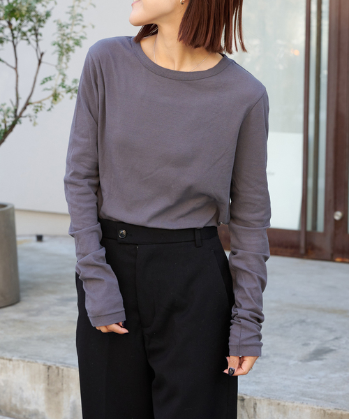 OUTDOOR PRODUCTS（アウトドアプロダクツ）の「追加2 シアーリブルーズロンTEE（Tシャツ/カットソー・レディース・ホワイト/ライトグレー/チャコールグレー/ライトブルー・FREE）」の7枚目の写真