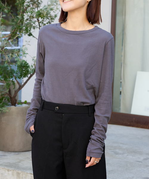 OUTDOOR PRODUCTS（アウトドアプロダクツ）の「追加2 シアーリブルーズロンTEE（Tシャツ/カットソー・レディース・ホワイト/ライトグレー/チャコールグレー/ライトブルー・FREE）」の8枚目の写真