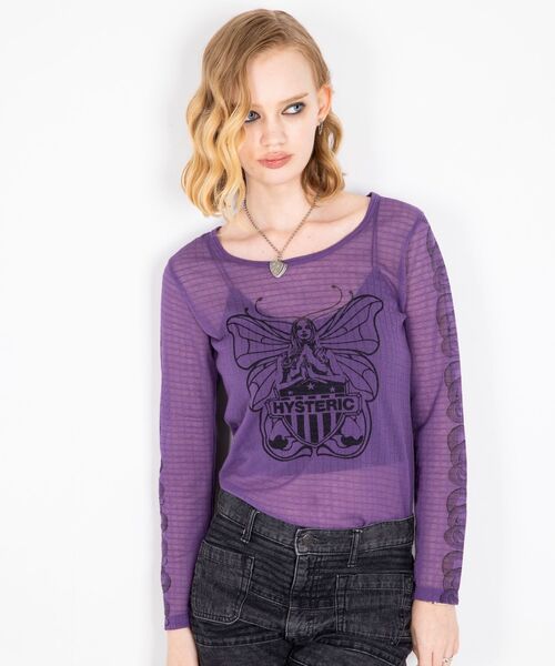 HYSTERIC GLAMOUR（ヒステリックグラマー）の「LAVITATED GIRL Tシャツ（Tシャツ/カットソー・レディース・パープル/ブラック/カーキ・FREE）」の7枚目の写真