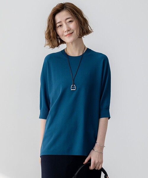23区 L(ニジュウサンクオオキイサイズ)の「【洗える】レーヨンポリエステルストレッチ ドルマン ニット(ニット/セーター・レディース・オレンジ系/ベージュ系/ダークグリーン系/ダークグリーン系5/ブラック系/イエロー系/ベージュ系5/ホワイト系・46/44)」の5枚目の写真