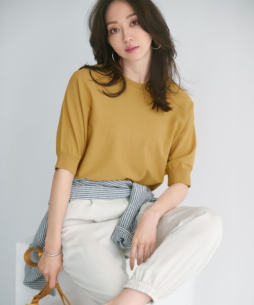 23区 L(ニジュウサンクオオキイサイズ)の「【洗える】レーヨンポリエステルストレッチ ドルマン ニット(ニット/セーター・レディース・オレンジ系/ベージュ系/ダークグリーン系/ダークグリーン系5/ブラック系/イエロー系/ベージュ系5/ホワイト系・46/44)」の7枚目の写真