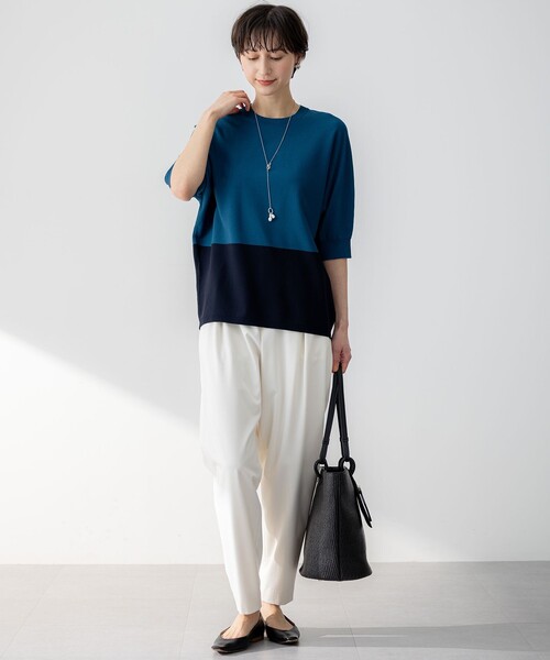 23区 L(ニジュウサンクオオキイサイズ)の「【洗える】レーヨンポリエステルストレッチ ドルマン ニット(ニット/セーター・レディース・オレンジ系/ベージュ系/ダークグリーン系/ダークグリーン系5/ブラック系/イエロー系/ベージュ系5/ホワイト系・46/44)」の14枚目の写真