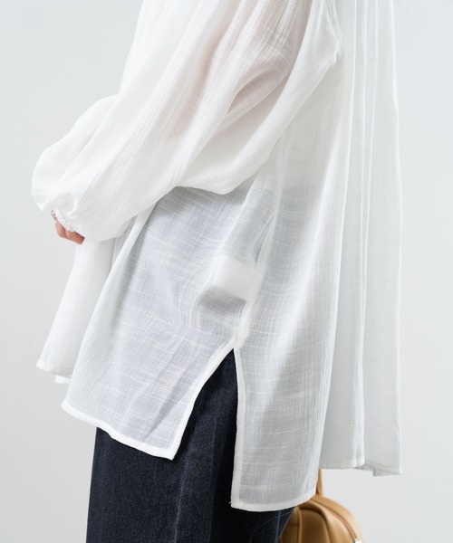 refinedworks（リファインドワークス）の「【refinedworks】シンプル で 羽織 としても使える ギャザーブラウス ！（シャツ/ブラウス・レディース・アイボリー/ブルー/チャコールグレー・FREE）」の9枚目の写真