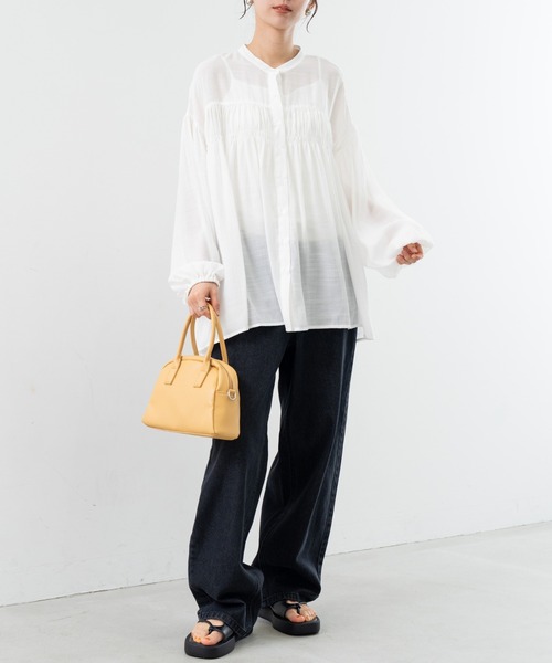refinedworks（リファインドワークス）の「【refinedworks】シンプル で 羽織 としても使える ギャザーブラウス ！（シャツ/ブラウス・レディース・アイボリー/ブルー/チャコールグレー・FREE）」の10枚目の写真