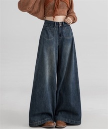 ウォッシュドワイドデニムパンツ