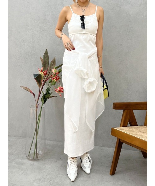 EVRIS（エヴリス）の「バックストラップリブロングワンピース（ワンピース・レディース・カーキ/ホワイト/ブラック・FREE）」の6枚目の写真