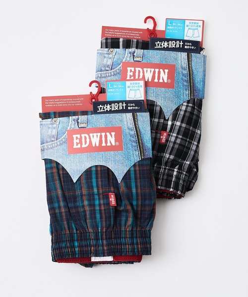 EDWIN（エドウィン）の「【EDWIN/エドウィン】チェック柄トランクス（トランクス・メンズ・ネイビー/イエロー/ブルー/ブラック・MEDIUM/LARGE/X-LARGE）」の5枚目の写真