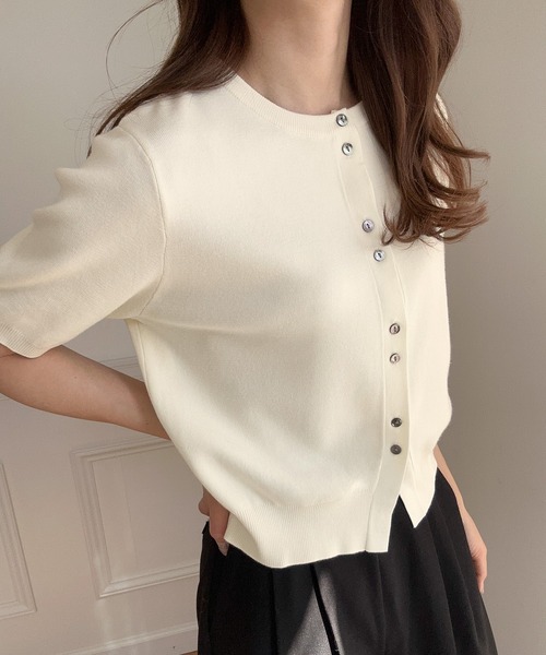 セール】ボタンデザインニットカーディガン（カーディガン