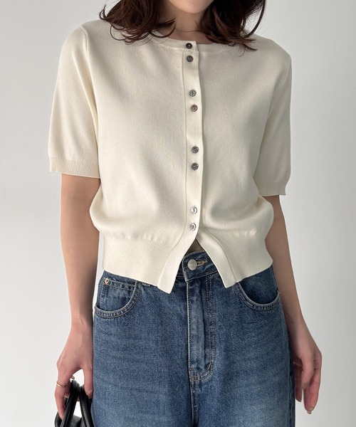 セール】ボタンデザインニットカーディガン（カーディガン