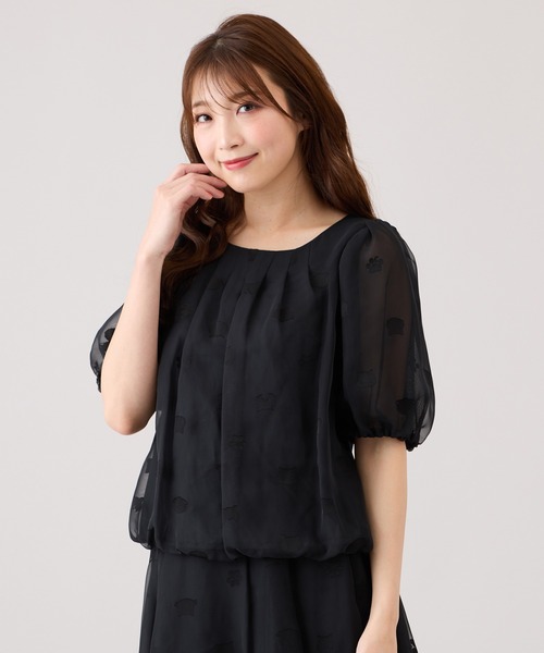 Jolly Poupee(ジョリープッペ)の「ネコオパールバルーンヘムカットソー(Tシャツ/カットソー・レディース・ブラック/ネイビー・38/42/46)」の3枚目の写真