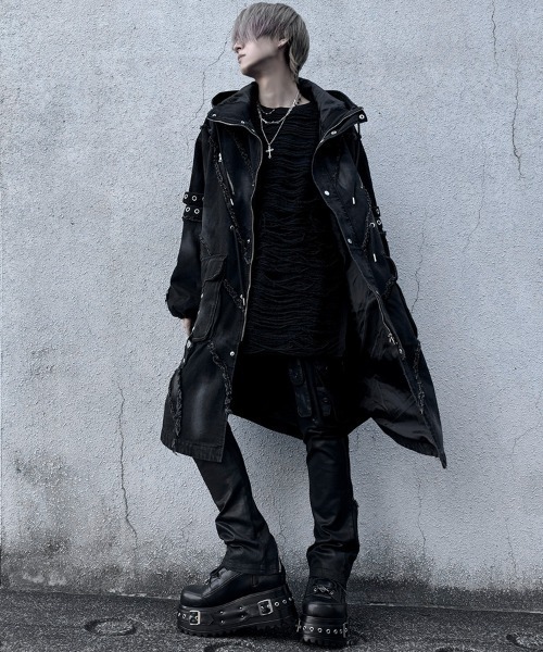 SILVER BULLET（シルバーバレット）の「『NOVESSEL/ノベセル』スラブダメージプルオーバーニット【Y】【CN】（ニット/セーター・メンズ・ブラック/ブラック×グレー・FREE）」の6枚目の写真