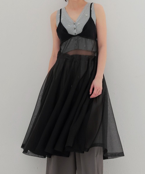 ODAKHA(オダカ)の「ODAKHA / sheer circular knit dress(シアーサーキュラーニットワンピース OH25SS-OP03)(ワンピース・レディース・ブラック・38)」の2枚目の写真