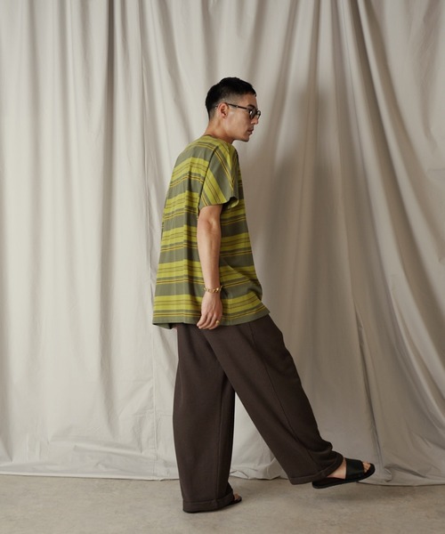 Aphlotus（アプロタス）の「クルーネック BOX クラシック マルチボーダー カットソー（Tシャツ/カットソー・メンズ・グリーン/ネイビー・LARGE/MEDIUM/SMALL）」の6枚目の写真