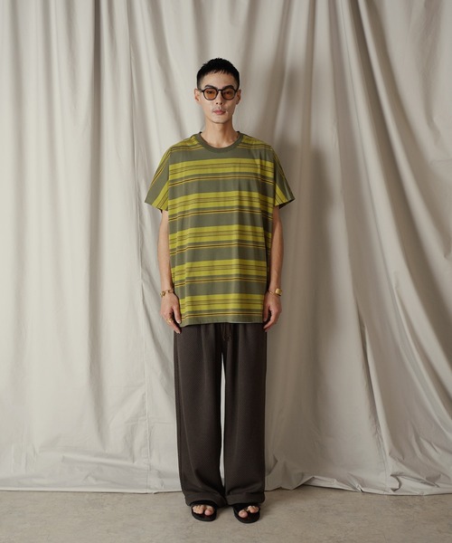 Aphlotus（アプロタス）の「クルーネック BOX クラシック マルチボーダー カットソー（Tシャツ/カットソー・メンズ・グリーン/ネイビー・LARGE/MEDIUM/SMALL）」の9枚目の写真