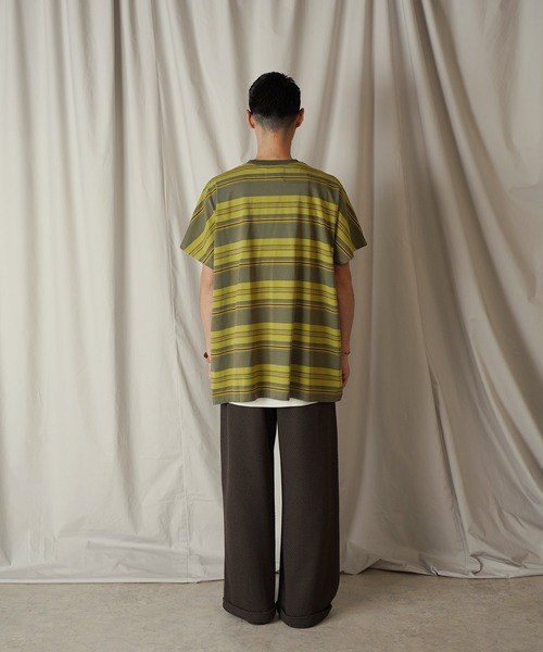 Aphlotus（アプロタス）の「クルーネック BOX クラシック マルチボーダー カットソー（Tシャツ/カットソー・メンズ・グリーン/ネイビー・LARGE/MEDIUM/SMALL）」の11枚目の写真