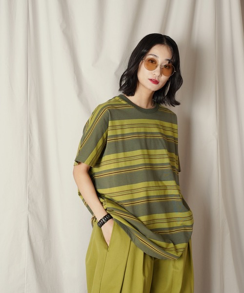 Aphlotus（アプロタス）の「クルーネック BOX クラシック マルチボーダー カットソー（Tシャツ/カットソー・メンズ・グリーン/ネイビー・LARGE/MEDIUM/SMALL）」の12枚目の写真