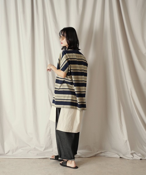 Aphlotus（アプロタス）の「クルーネック BOX クラシック マルチボーダー カットソー（Tシャツ/カットソー・メンズ・グリーン/ネイビー・LARGE/MEDIUM/SMALL）」の22枚目の写真