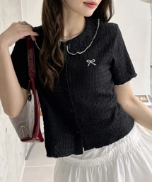 tシャツ 「ZOZO限定」バイカラーリボンカットトップス レディース バイカラーフリルカットトップス[品番：MKSW0050512]｜dazzlin