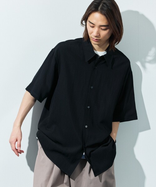 foremost オリジナル ブラックレーヨンシャツ サイズS セール】限定展開 リラックスフィット レーヨン レギュラーカラー S/S